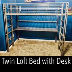 Steel Frame Twin Size Loft Bed / Bunk Bed 