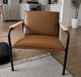 Modern Leather Accent Chair with Metal Frame