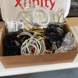 Lots of computers, stereo, Tv, phone, audio Cords, all for 5.00