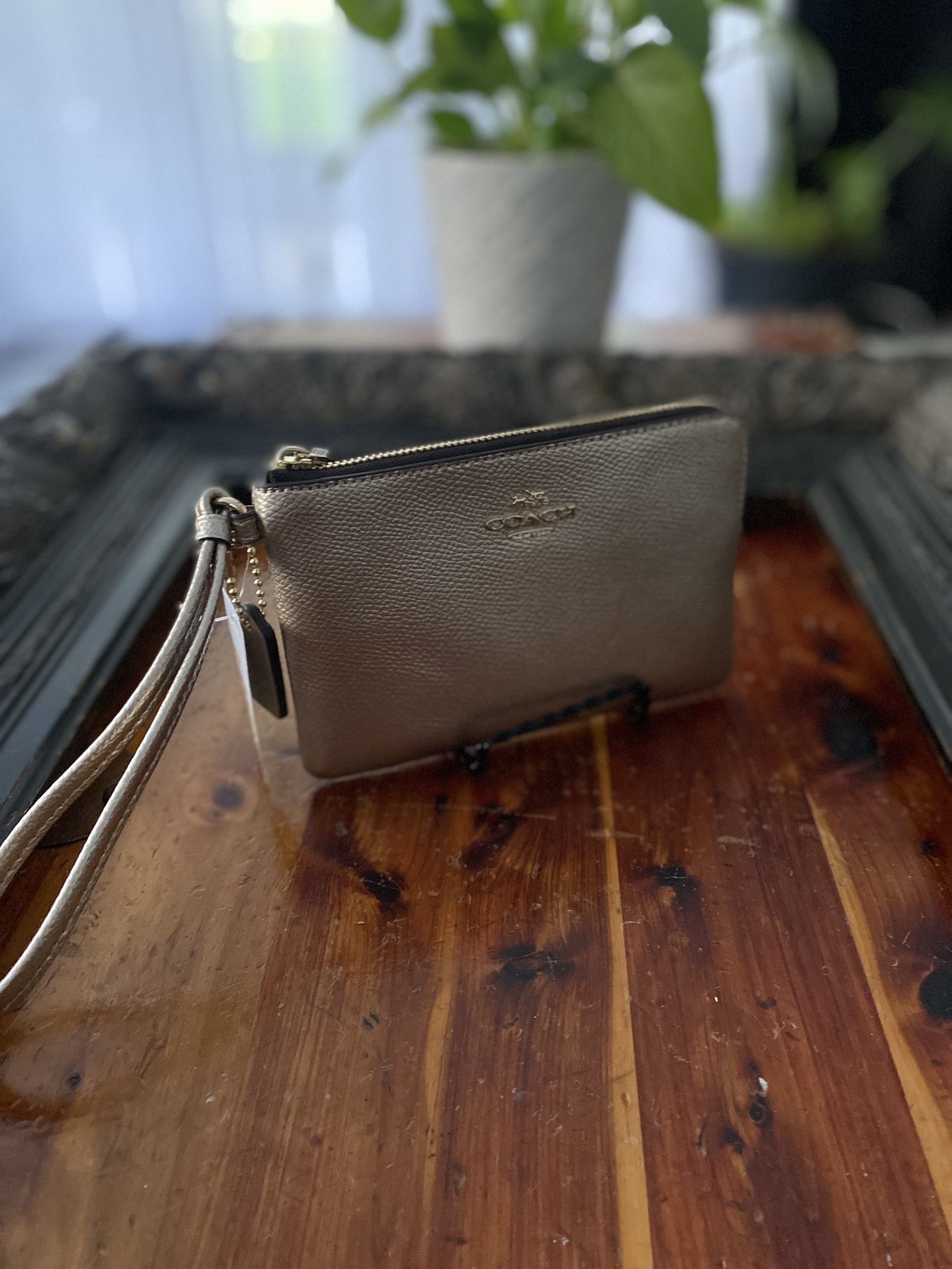 New Coach Gold Wristlet