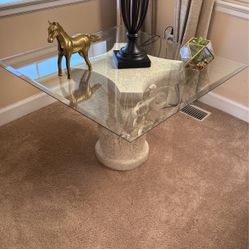 2 Glass Coffee Tables With Pedestals 