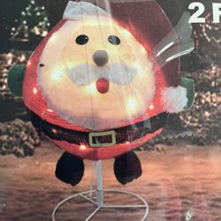  New Lighted Christmas Outdoor Decorations 2FT Santa Claus with LED Lights Pre Lit Pop up Collapsible Easily Metal Stand for Christmas Yard Garden 