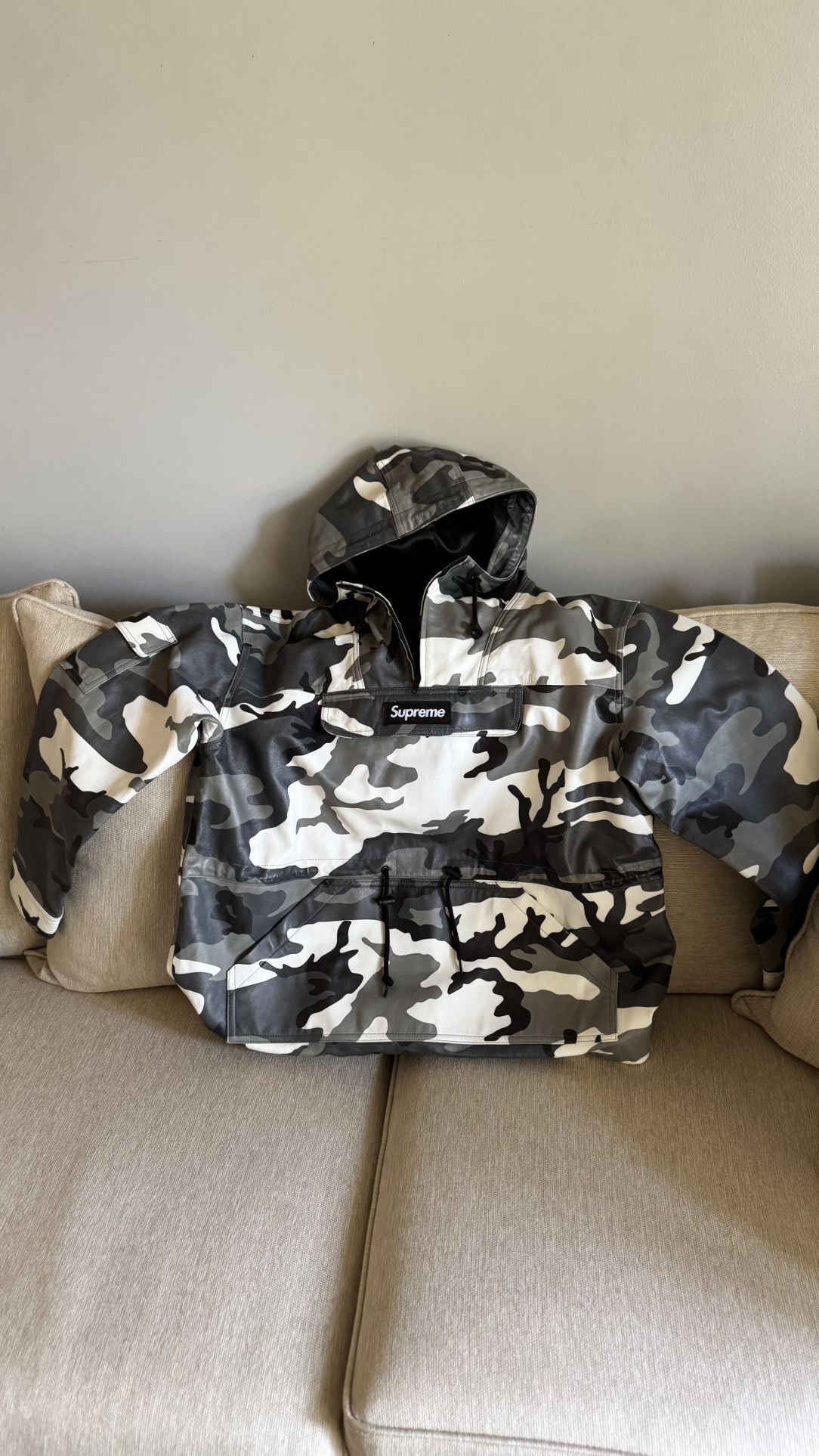 Supreme Leather Camo Anorak Jacket - Large
