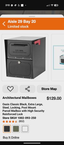 Architectural Mailboxes Oasis Classic Black Extra Large Locking Parcel Mailbox