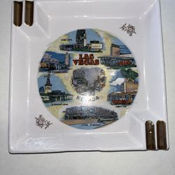 Vintage Las Vegas Ceramic Ashtray 1960s Sands Flamingo Stardust Sahara Fremont
