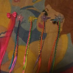 Kids faux colored hair extension clips