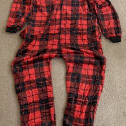 Cozy Adult Red & Black Buffalo Plaid Hooded Onesie Pajamas - Men's XXL - Brand New with Tags!  