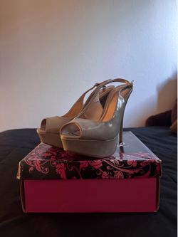 Beige Open Toe Heels