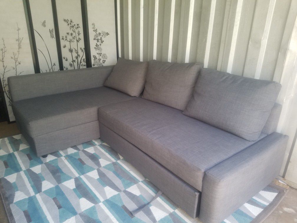 Sectional sleeper sofa with area rug