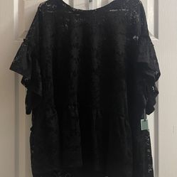 Brand New Ladies Black Lace Peplum Top Size 4X