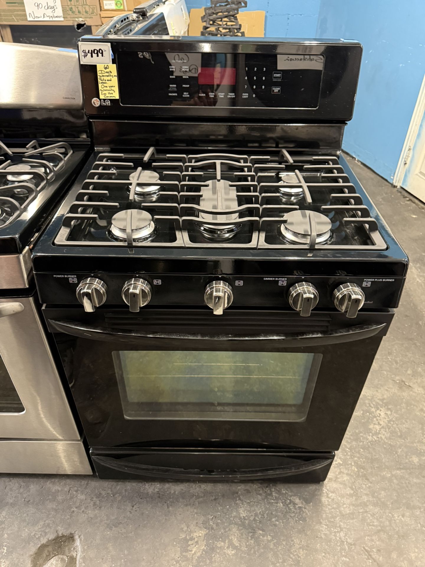 LG black 5 burner range stove