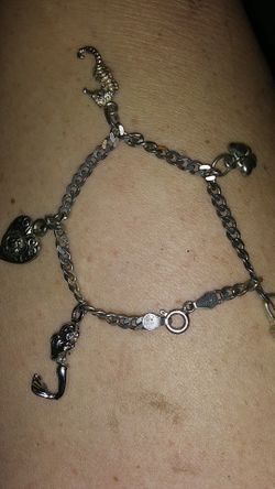 Sterling silver stamped italy charm bracelet