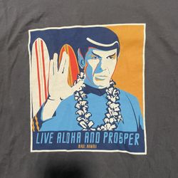 Star Trek "Live Aloha and Prosper" Spock Hawaii Graphic Tee