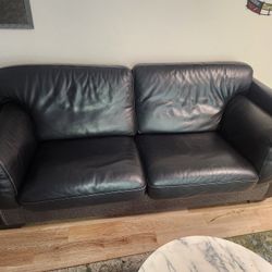 Black REAL LEATHER Couch OBO.. 