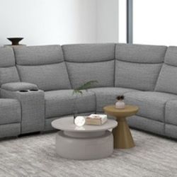 Brand New Grey Super Plush Reclining Sectional Sofa 