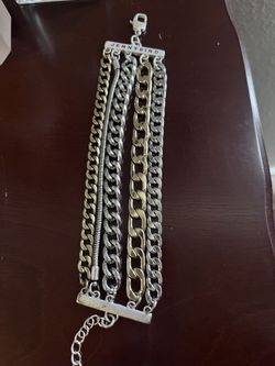 Jenny Bird Austin Cuff Bracelet Mixed Metal Chain Stack Adjustable