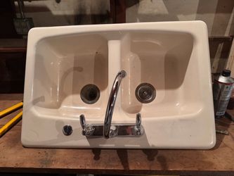 Cast iron sink and faucet