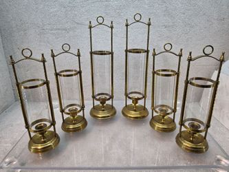 Brass Ship / Train Glass Cylinder Candle Holder Lantern PRICED EACH