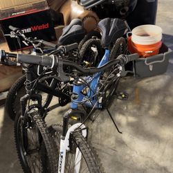 2 Adult And 1 Adolescent Mountain Bike With Bike Rack