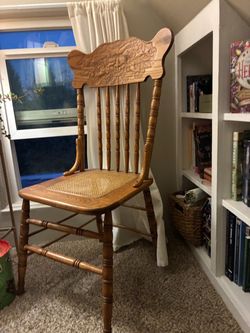 Vintage Cane Style chair with dragon craving