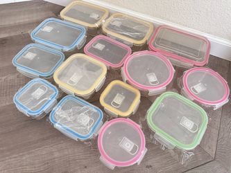 Set of Glass Food Containers (14 Total)