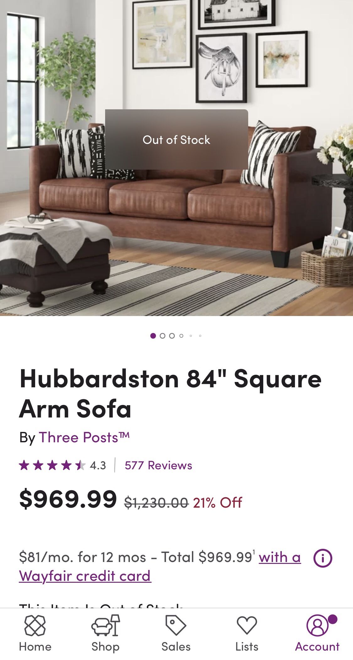 Wayfair outlet hubbardston sofa