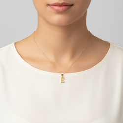 10K Yellow Gold Diamond Cut Letter "E" Pendant