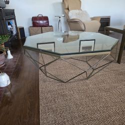 Glass Top Drum Style Coffee Table