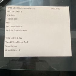 Amazing HP 15 inch laptop with 10 point touch!