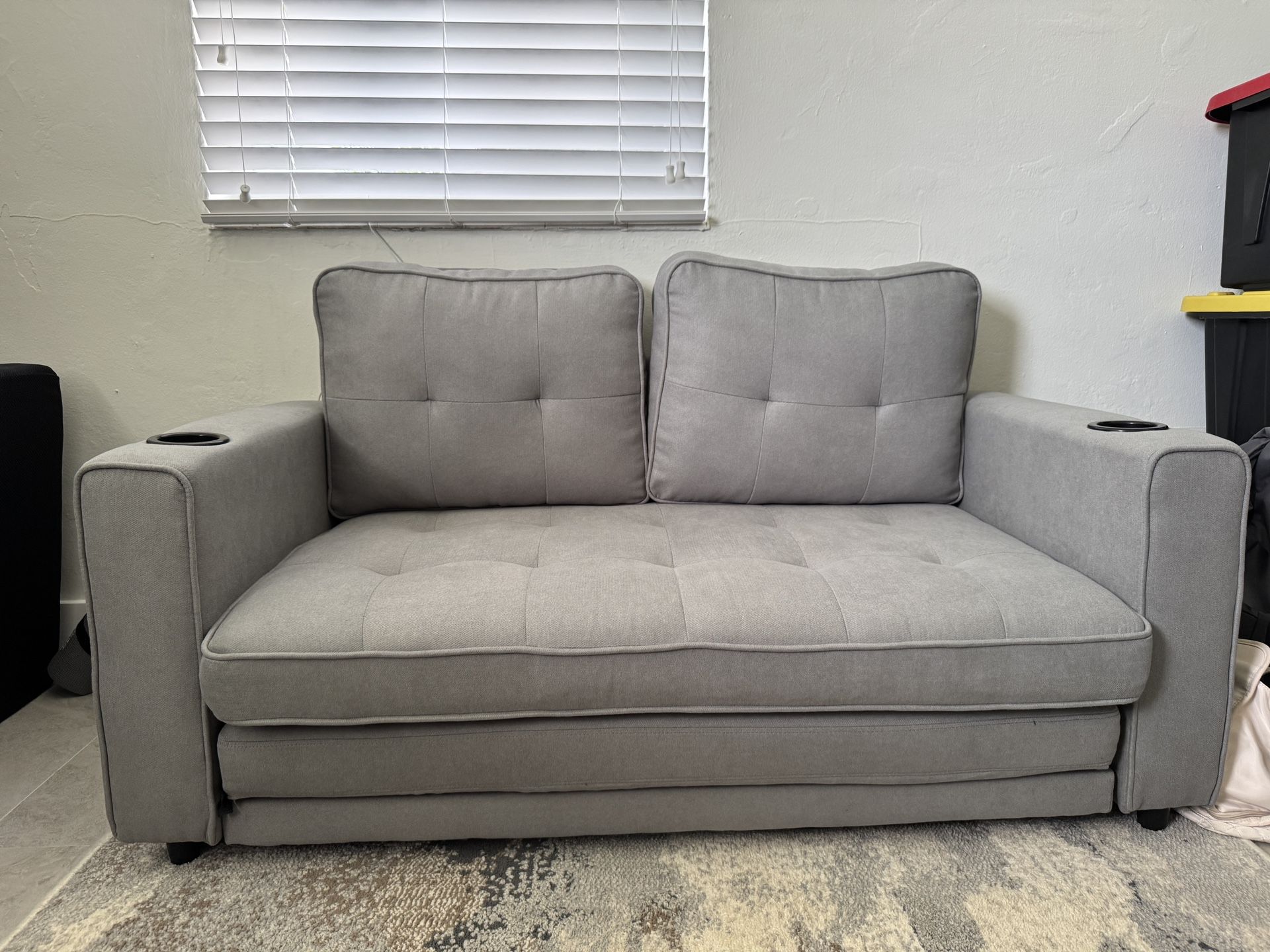 3-in-1 Convertible Sofa Bed – Light Gray | Like New!