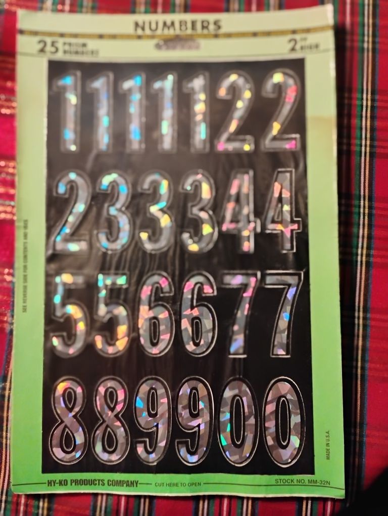 2" Silver Prism Numbers (4 Sheets)