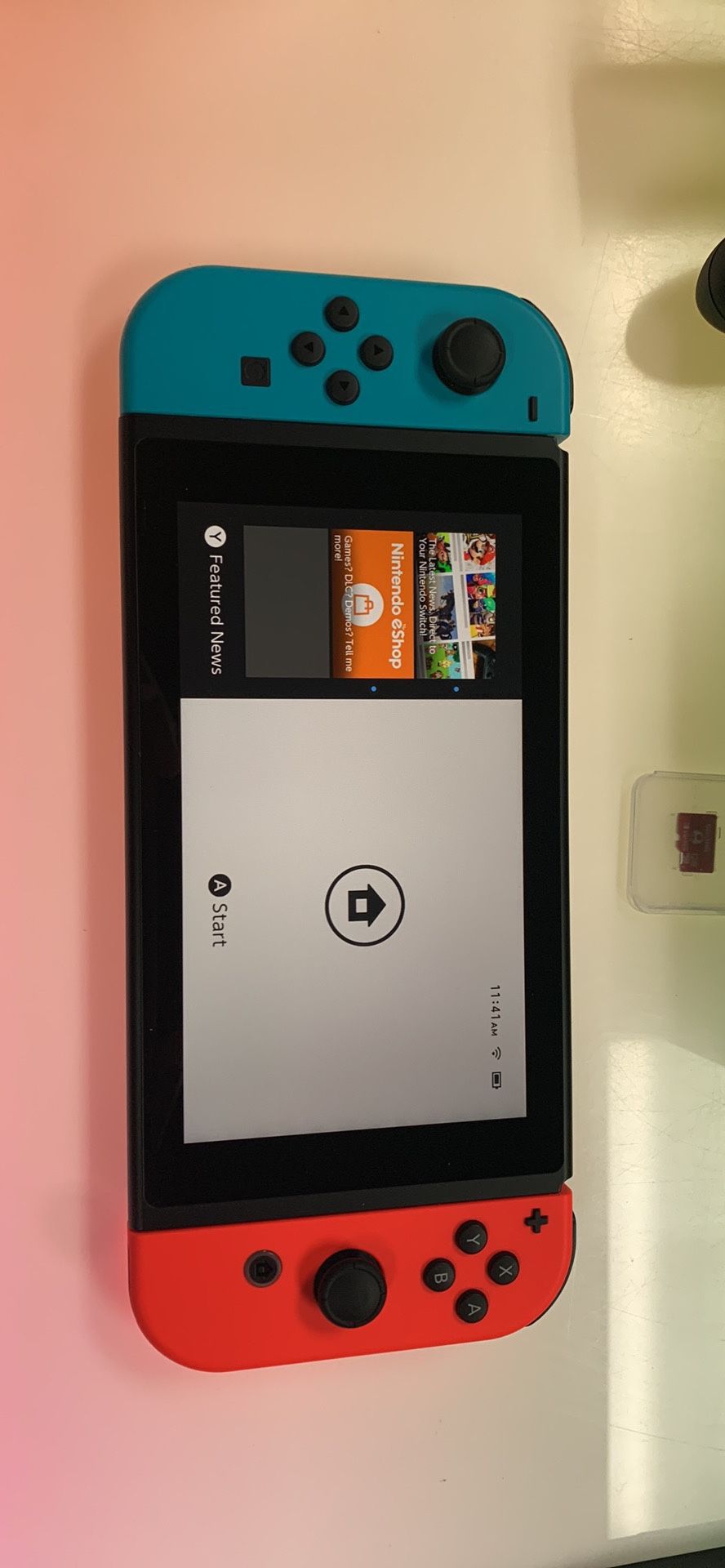 Nintendo Switch Red / Blue Used Like New Condition Bundle With 2 Games And 128GB SD Card