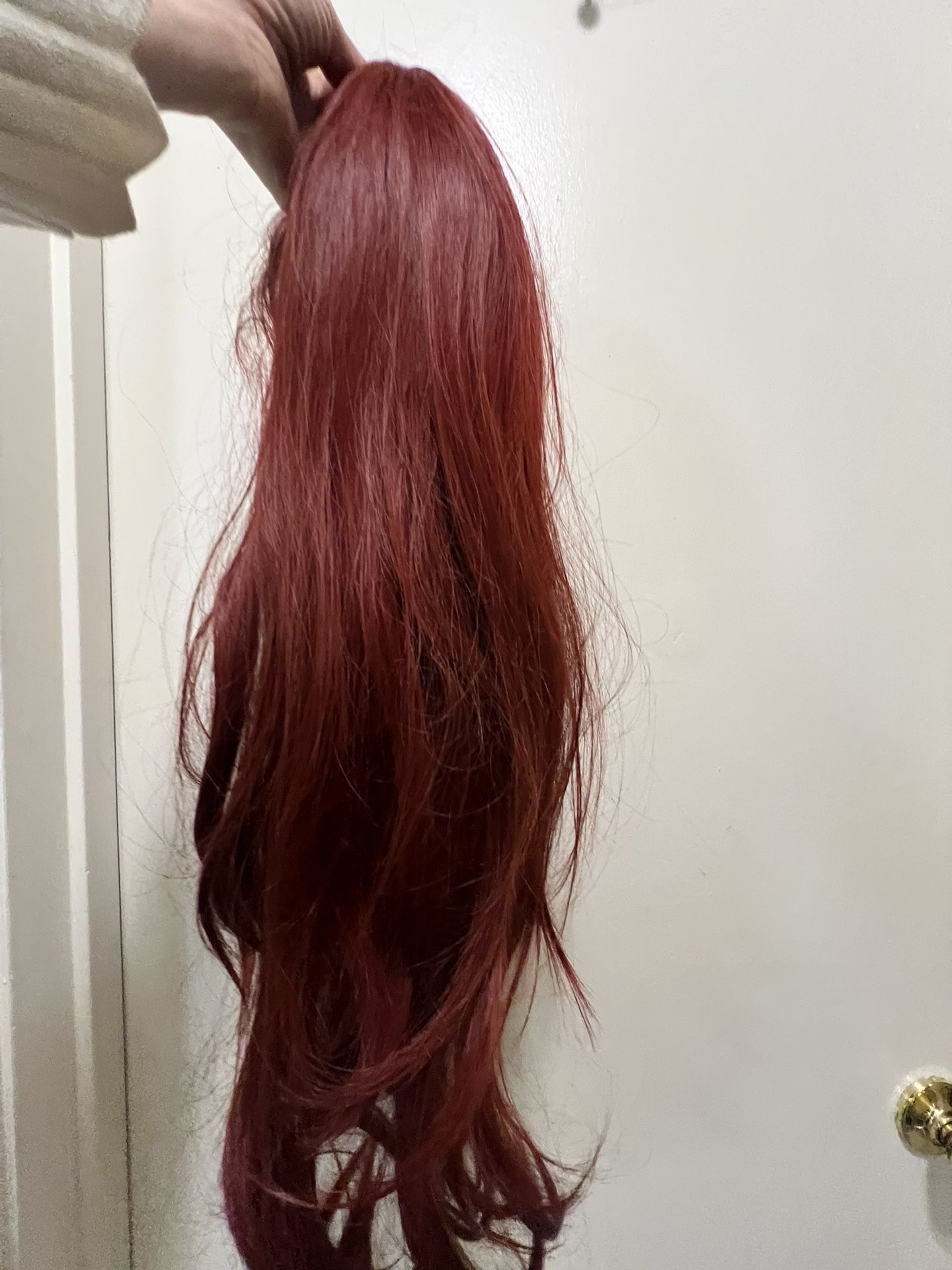 Holiday look: Brand new with tags, burgundy, long, realistic wig