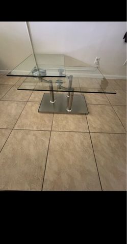 Modern Glass Coffee Table – Silver Base
