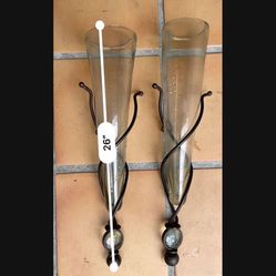 2 Iron Glass Wall Decor Indoor/outdoor 