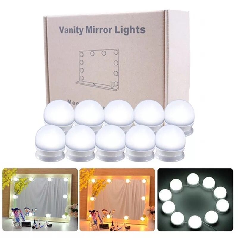 10Pcs Makeup Mirror Vanity LED Light Bulbs lamp Kit Lighted Make up Mirrors Cosmetic lights