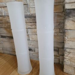 Tall Frosted Glass Bamboo Vases. 17.5 Inches Tall.