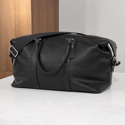 Coach Black Leather Duffel Bag Weekender — Excellent Condition