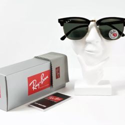 New Ray-Ban RB3016 Clubmaster Black 51MM Sunglasses
