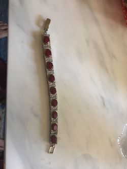 Turkish ruby. 7.5 inches long bracelet 925 sterling silver.