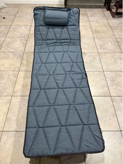 ATORPOK Folding Camping Cot for Adults, Chaise Lounge Chair with Pad 450lbs Heavy Duty Support; Adjustable Reclining Backrest; Soft Padded Mattress wi