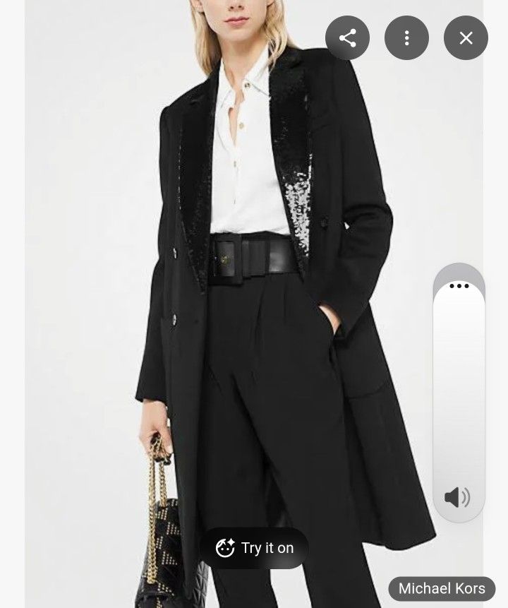 NEW Michael.Kors Black coat with sequined neckline