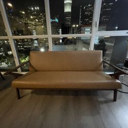 Faux Leather Brown Couch 