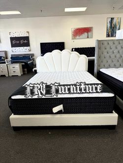 New Queen bed frame with mattress