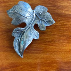 Vintage Beau Sterling silver handmade brooch  grape leaf pin