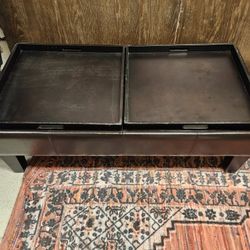 Free Brown Leather Ottoman/ Storage Coffee Table