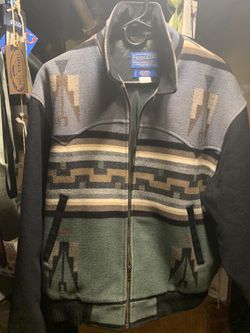 Men’s Vintage Pendleton Bomber Jacket Black/Gray M/L