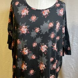 LuLaRoe Size S  Black w/Floral Print Shirt 