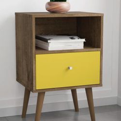 Set Of 2 Night Stand / Side Table Rustic Brown And yellow 