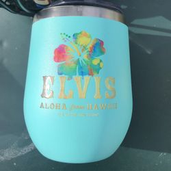 Elvis Aloha From Hawaii Stainless Steel Wine Tumbler With Clear Lid To Not Spill